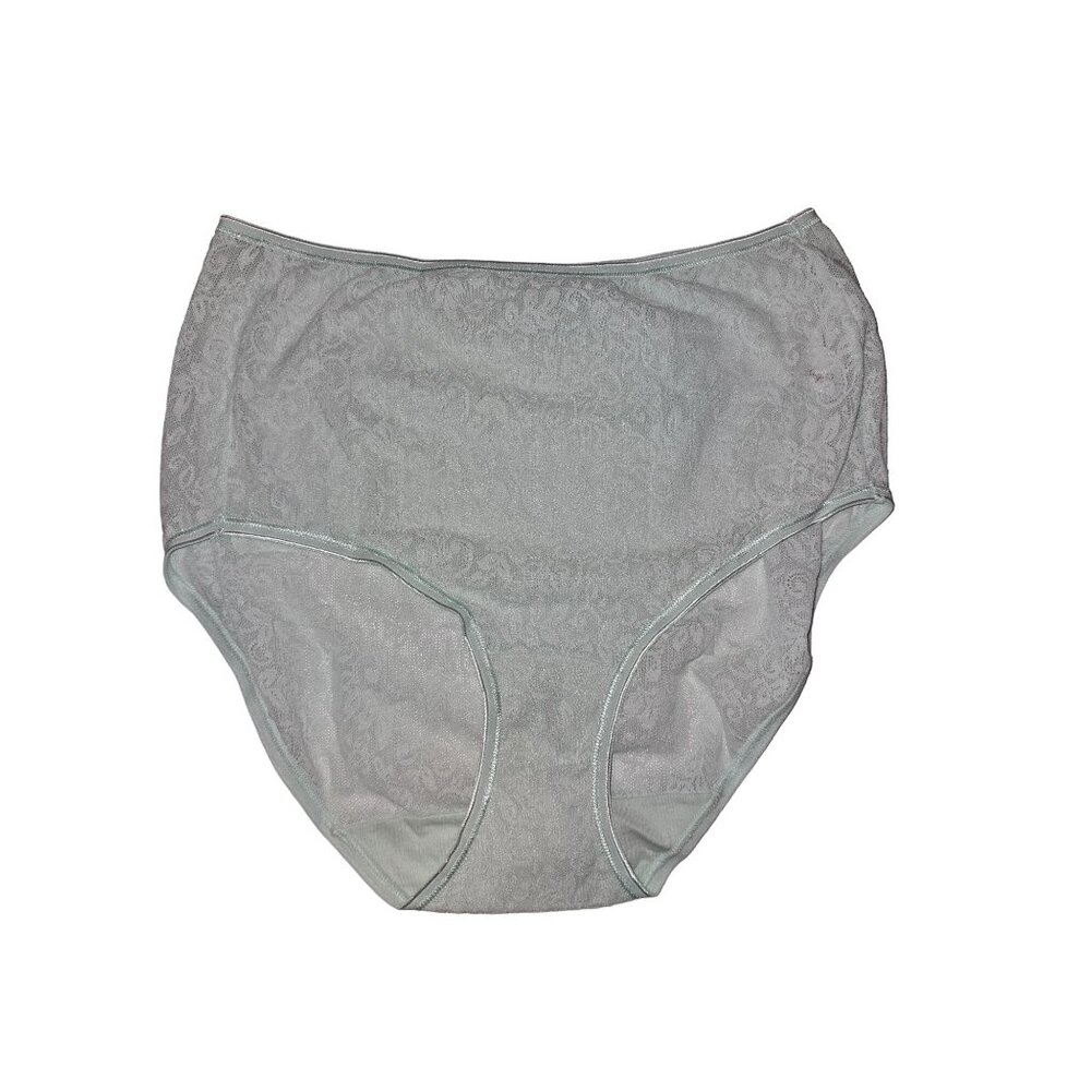 Vanity Fair Womens‎ Seafoam Mint Green Lace Brief Granny Panty Size 8
